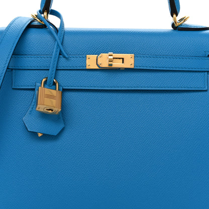 Hermes Epsom Kelly Sellier 25 Bleu Frida 8 of 10
