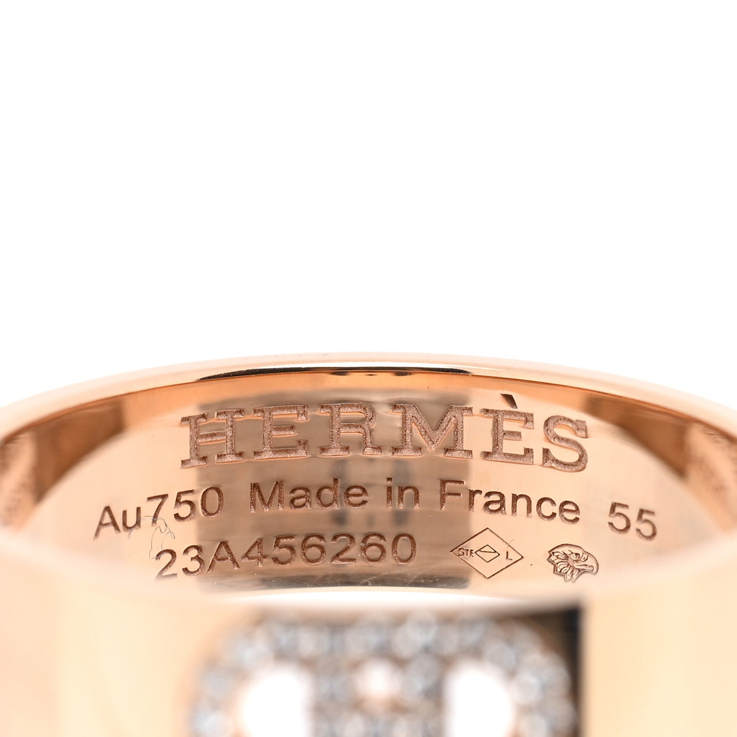 18K Rose Gold Diamond PM H D'Ancre Ring 55 7.25
