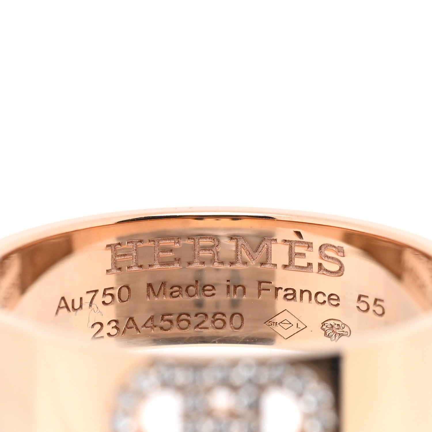 Hermes 18K Rose Gold Diamond PM H D'Ancre Ring 55 7.25 4 of 5