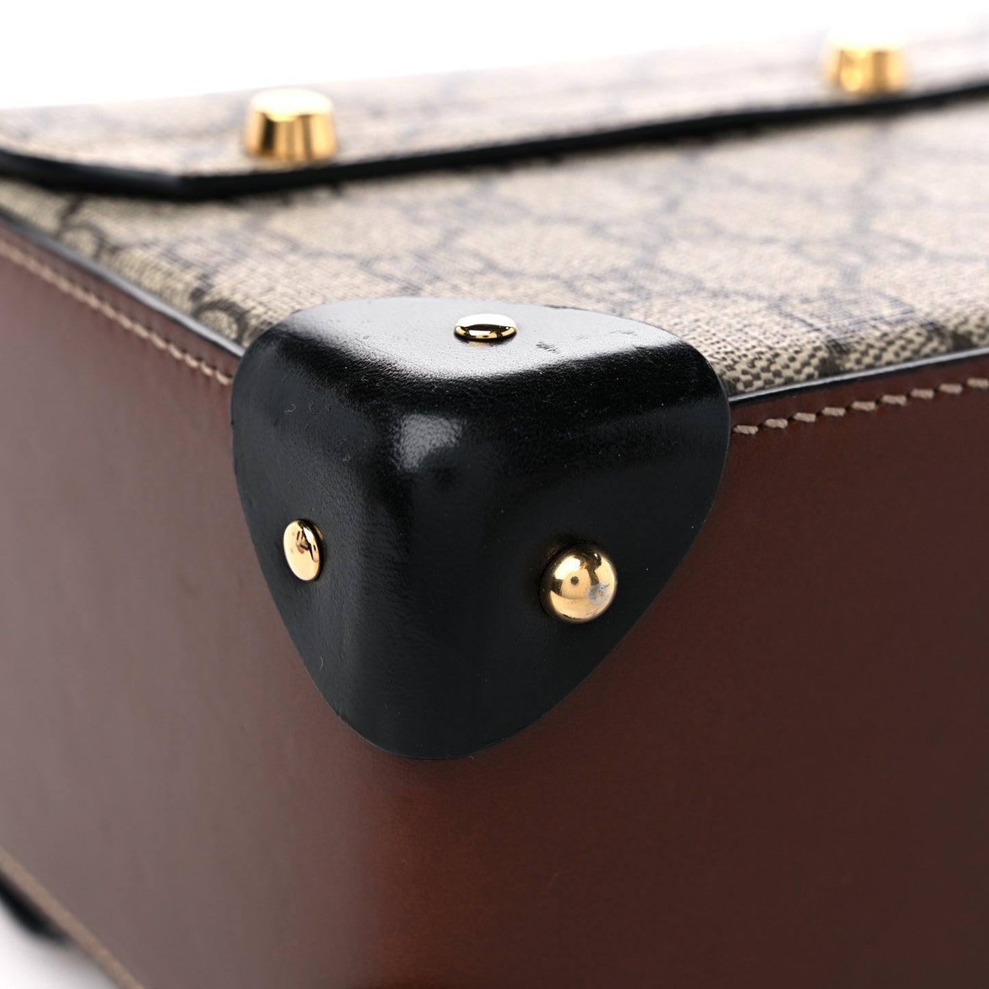 GG Supreme Monogram Small Padlock Bamboo Shoulder Bag Beige Black Cuir