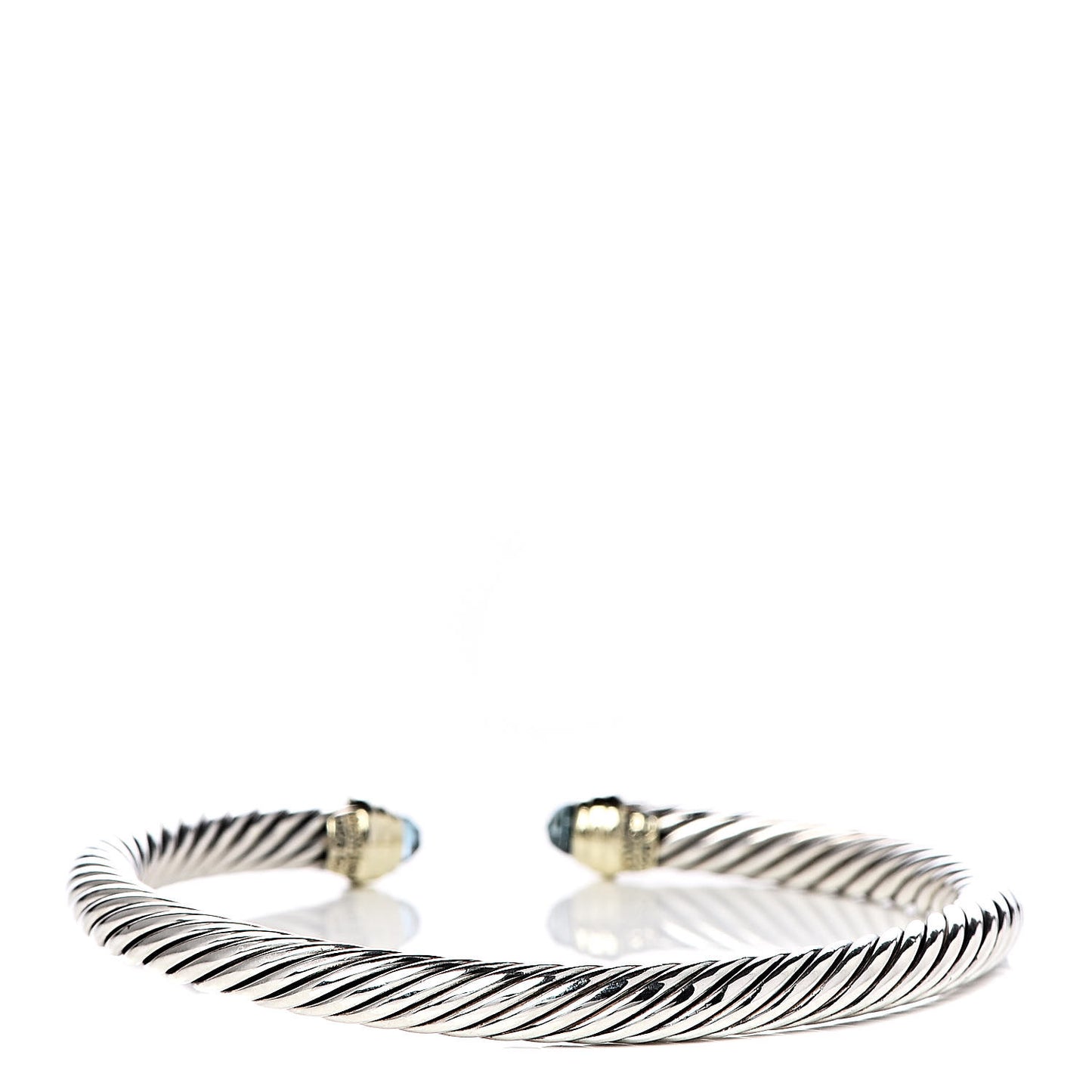 Sterling Silver 14K Yellow Gold Blue Topaz 5mm Cable Classics Petite Color Bracelet