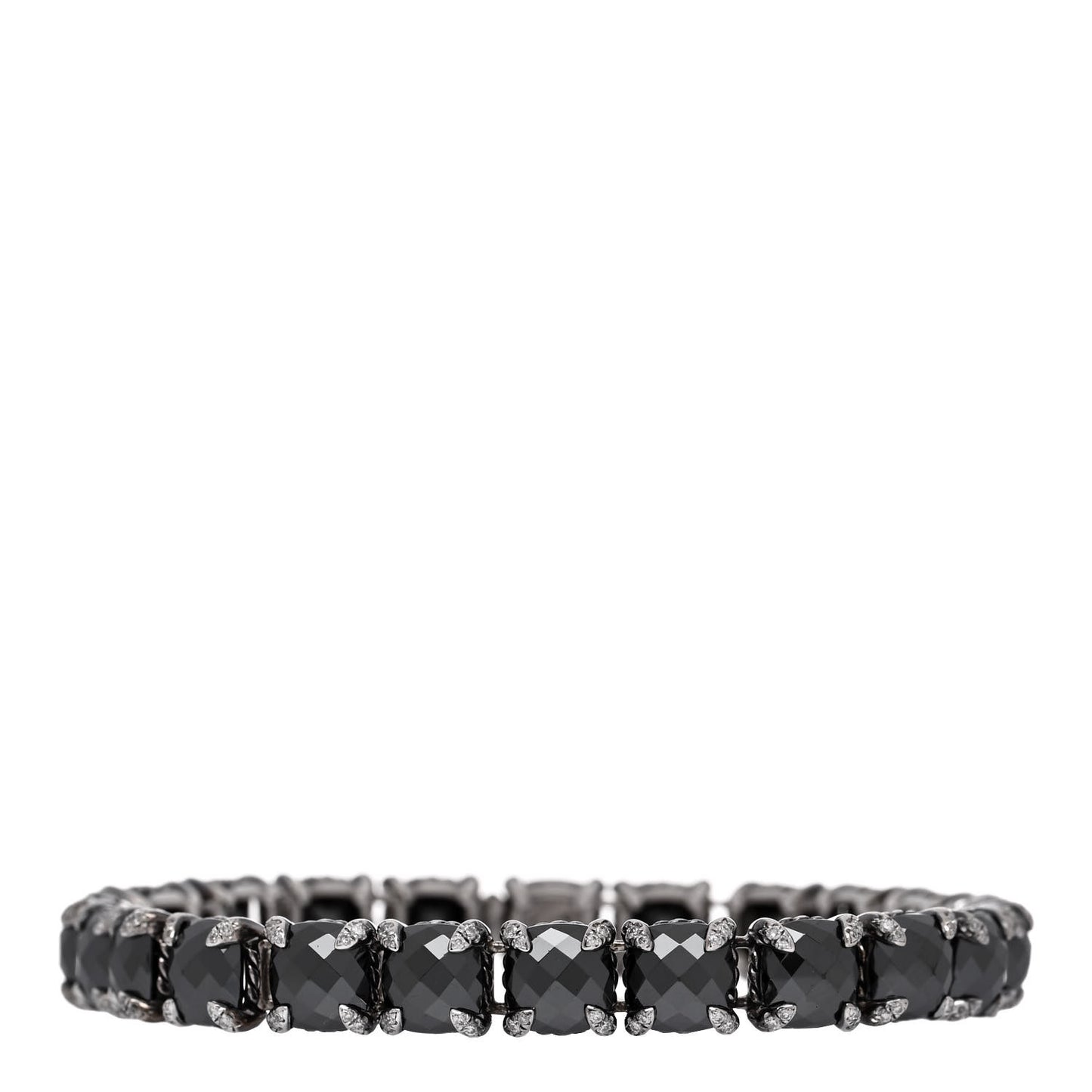 Sterling Silver Diamond Hematine Chatelaine Tennis Bracelet