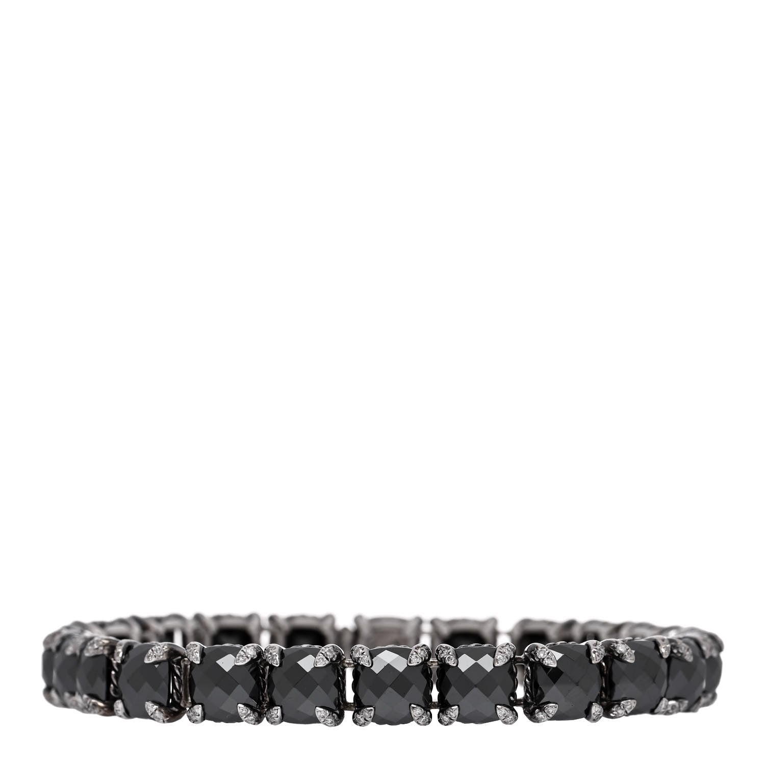 David Yurman Sterling Silver Diamond Hematine Chatelaine Tennis Bracelet 2 of 4