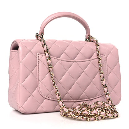 Chanel Lambskin Quilted Mini Top Handle Rectangular Flap Light Pink 3 of 9