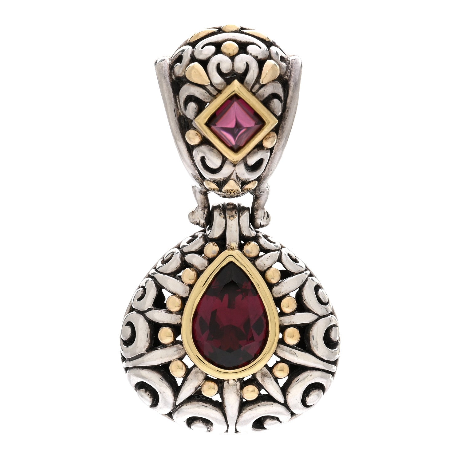 John Hardy Sterling Silver 18K Yellow Gold Rhodolite Garnet Jaisalmer Pendant 1 of 3