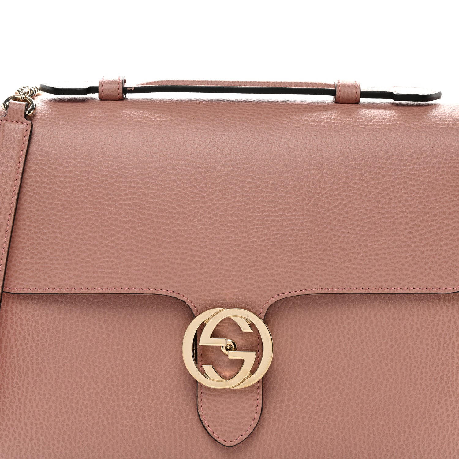 Gucci Dollar Calfskin Medium Interlocking G Top Handle Shoulder Bag Soft Pink 8 of 11