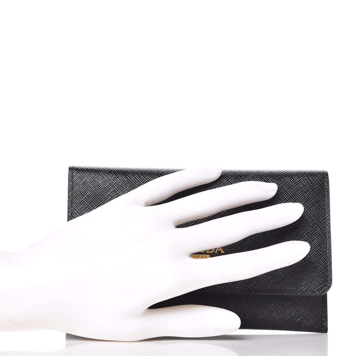 Saffiano Metal Flap Wallet Black