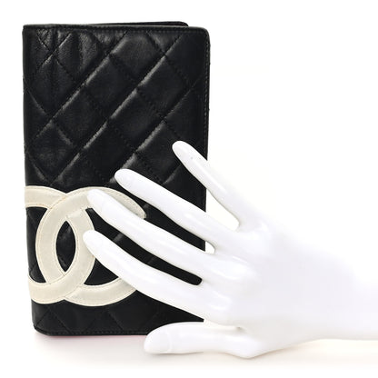 Chanel Calfskin Quilted Cambon Yen Wallet Black White 2 of 9