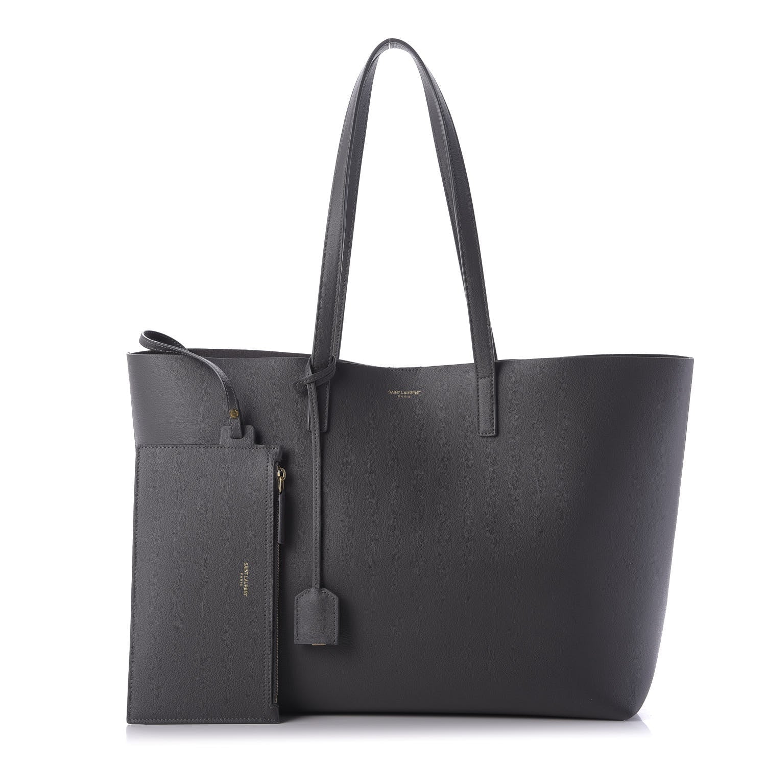 Saint Laurent Calfskin Large Shopping Tote Dark Grey 1 of 8