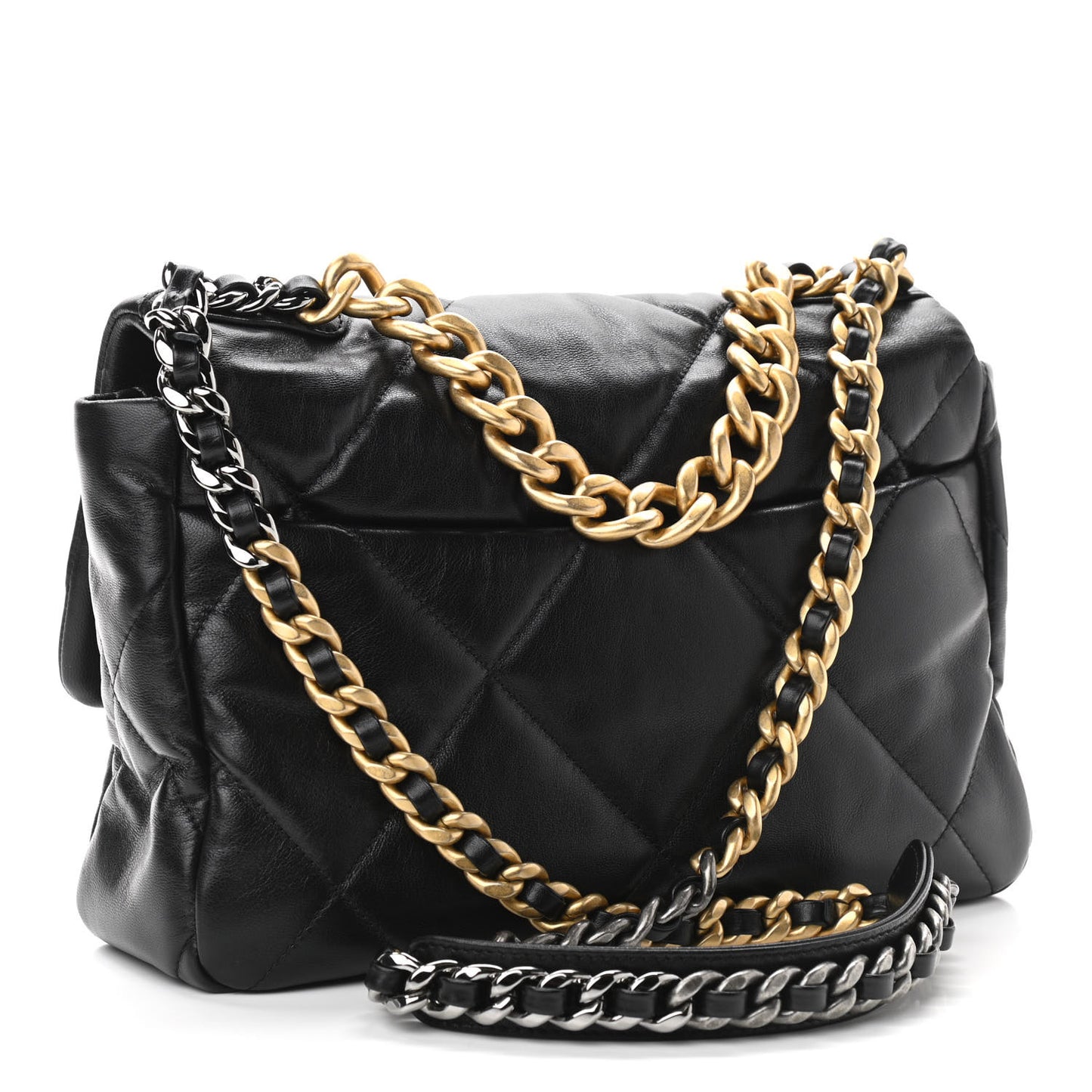 Goatskin Quilted Large Chanel 19 Flap Black