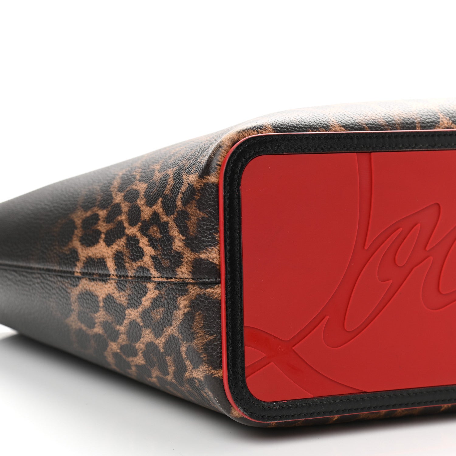 Christian Louboutin Calfskin Degrade Leopard Print Spikes East West Cabata Tote Black Multi 10 of 11