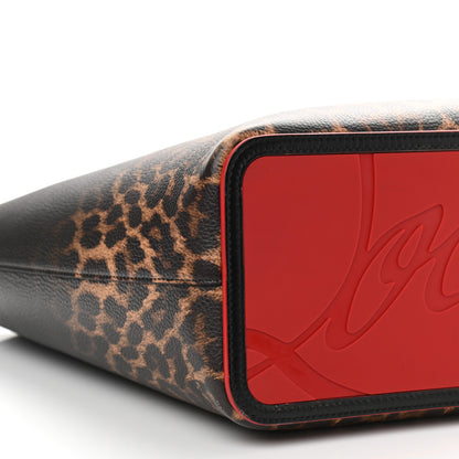 Christian Louboutin Calfskin Degrade Leopard Print Spikes East West Cabata Tote Black Multi 10 of 11