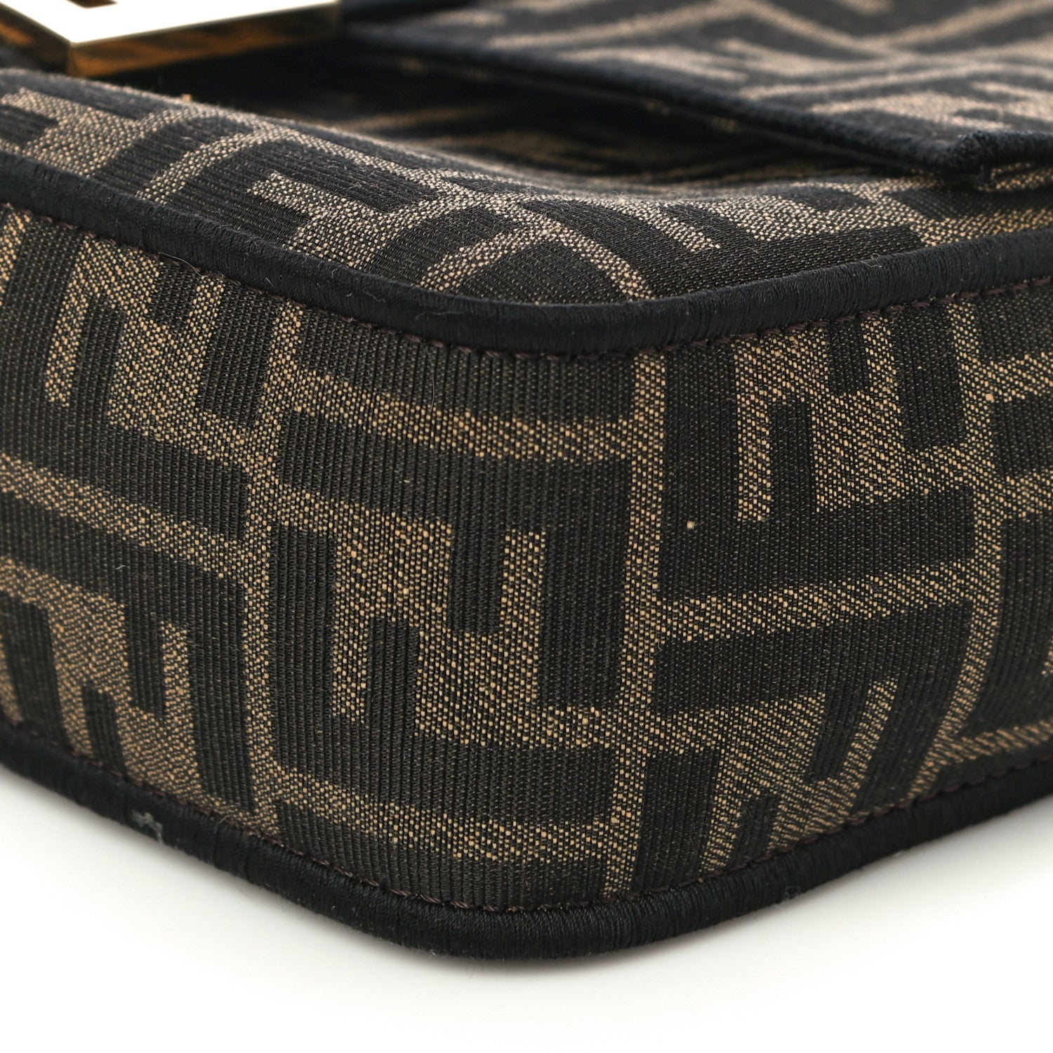 Fendi Fabric Jacquard FF 1974 Medium Baguette Tobacco Moro Black 9 of 9