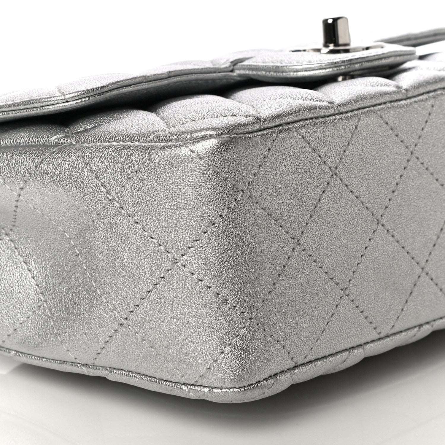 Chanel Metallic Lambskin Quilted Mini Rectangular Flap Silver 9 of 10