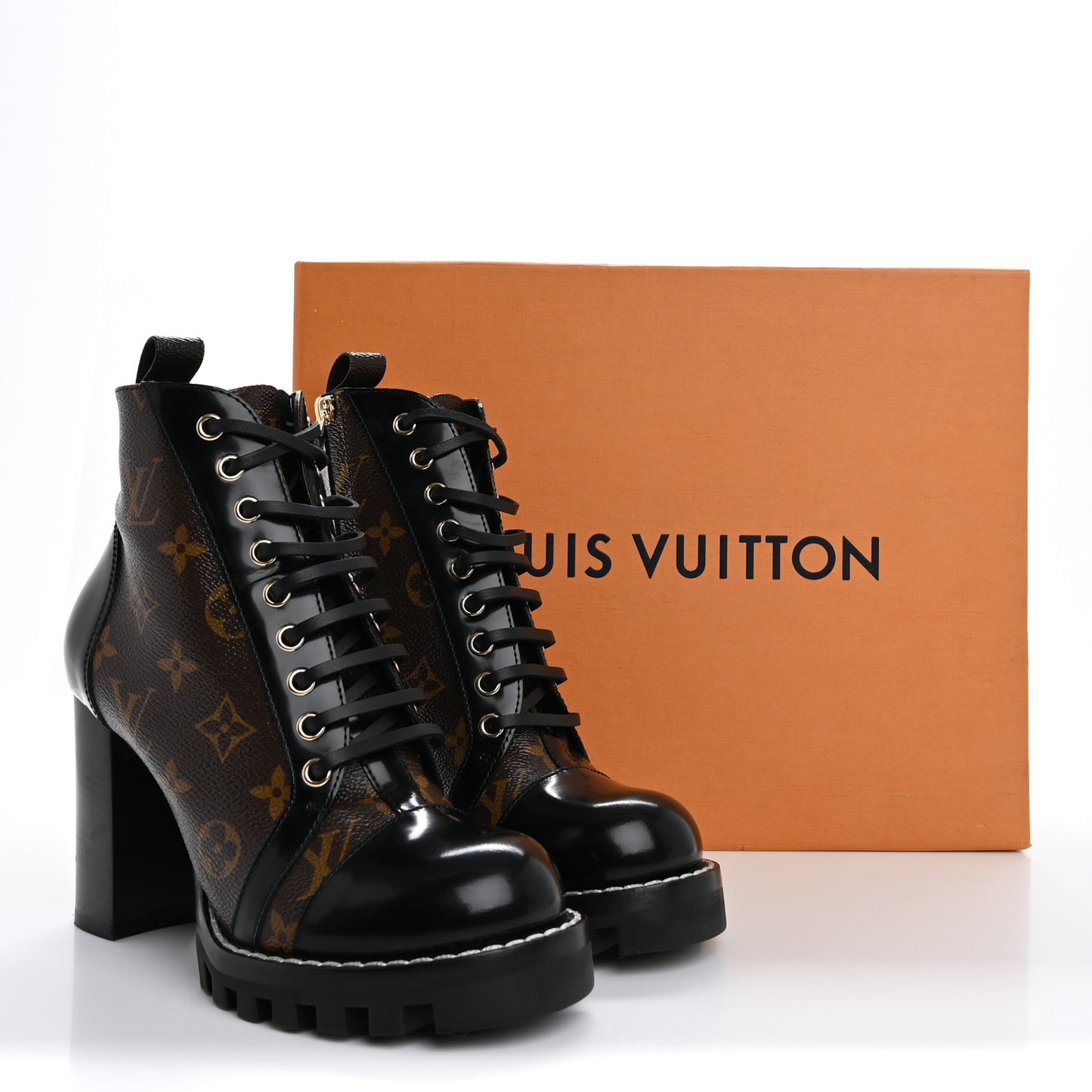 Patent Calfskin Monogram Star Trail Ankle Boots 37.5 Black