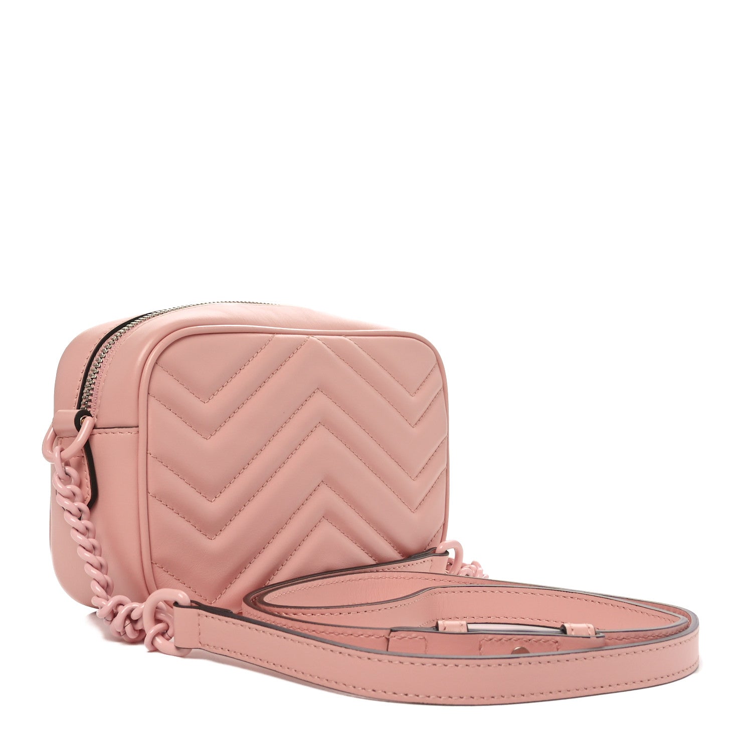 Gucci Calfskin Matelasse Monochrome Mini GG Marmont Chain Shoulder Bag Perfect Pink 3 of 10