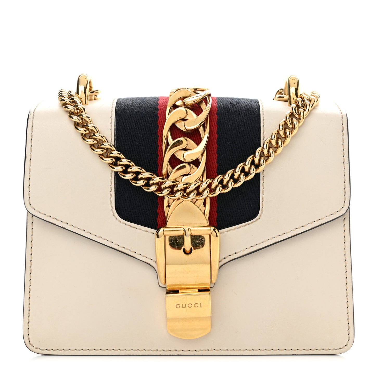 Calfskin Mini Sylvie Chain Shoulder Bag White