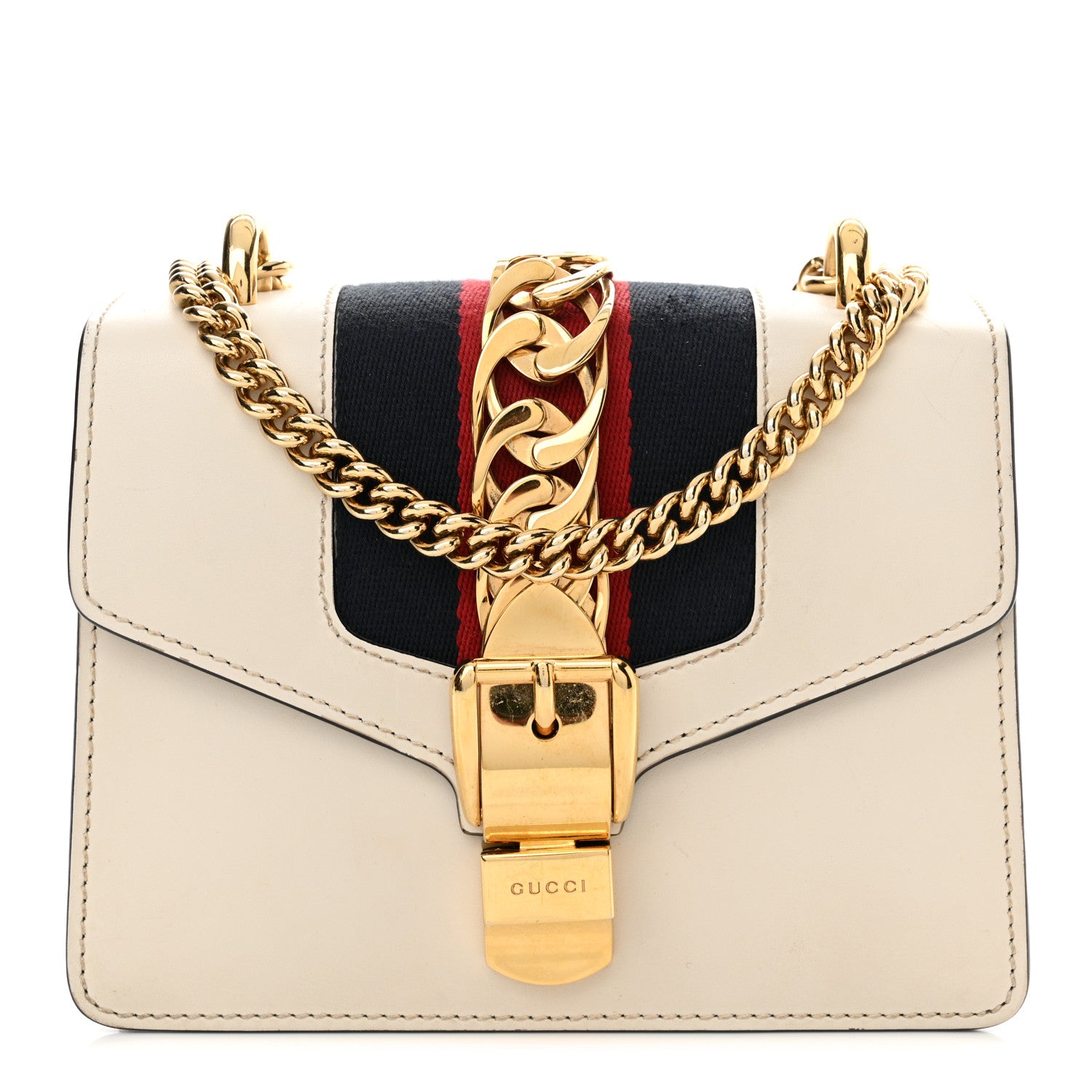 Gucci Calfskin Mini Sylvie Chain Shoulder Bag White 1 of 13