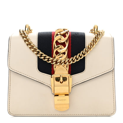 Gucci Calfskin Mini Sylvie Chain Shoulder Bag White 1 of 13