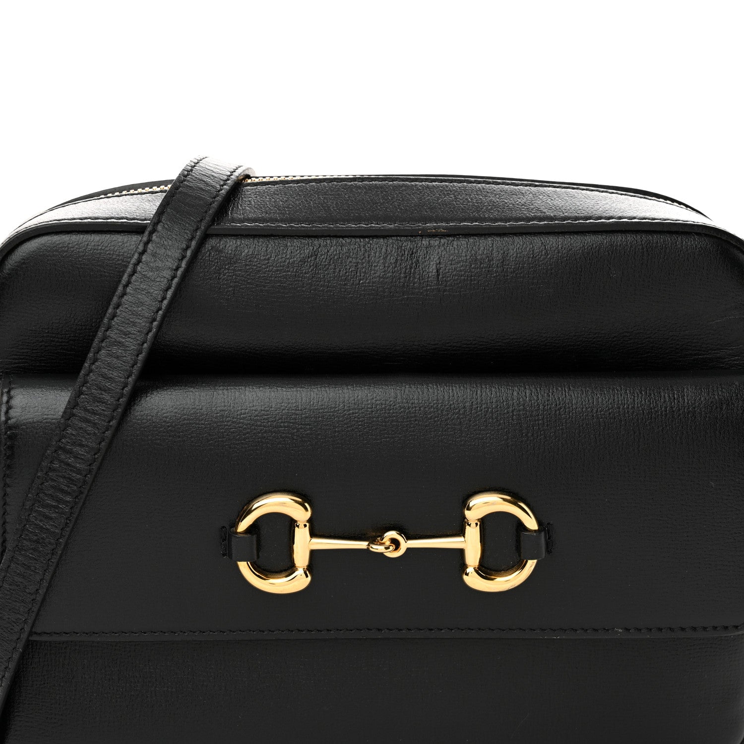 Gucci Textured Calfskin Small Horsebit 1955 Shoulder Bag Black 8 of 10