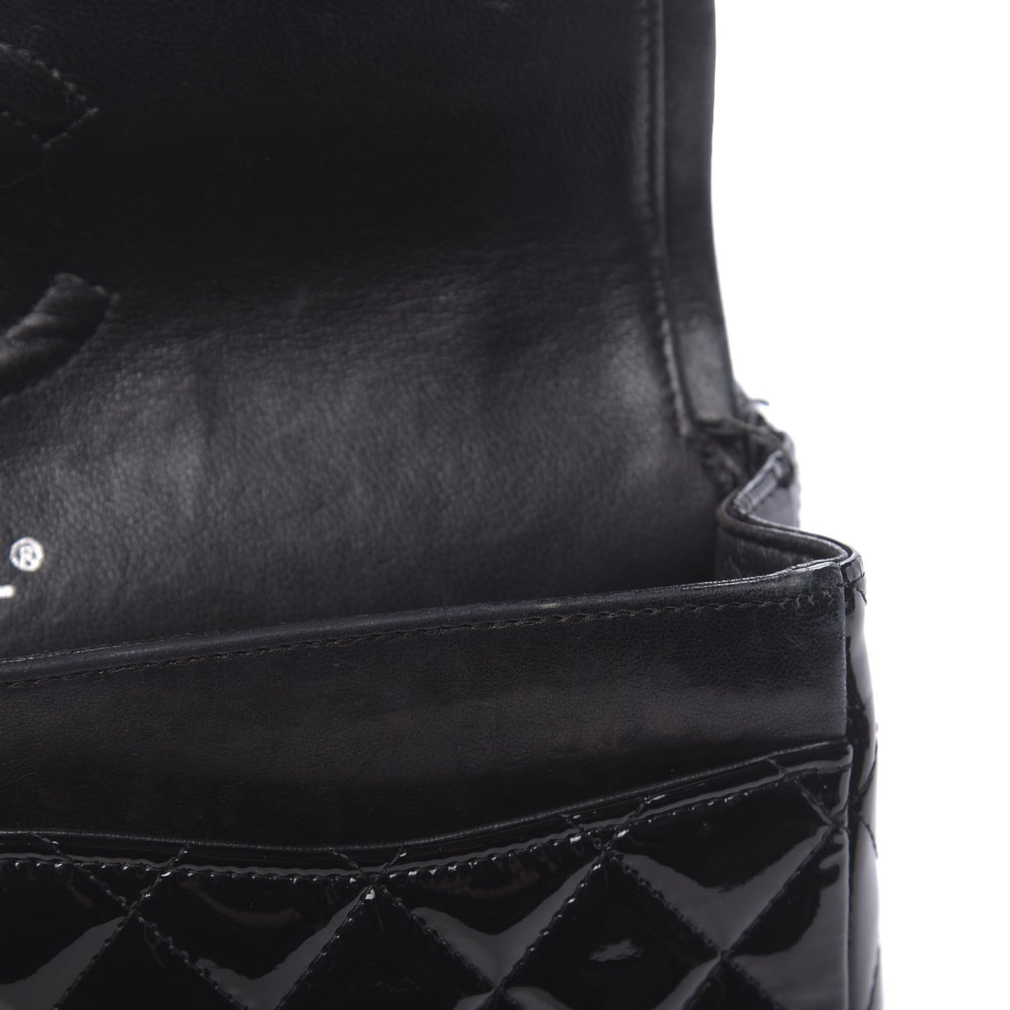 Patent Quilted Medium Double Flap Black