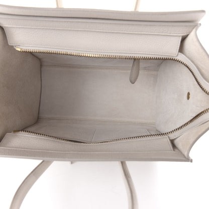 Celine Drummed Calfskin Micro Luggage Chalk 5 of 9