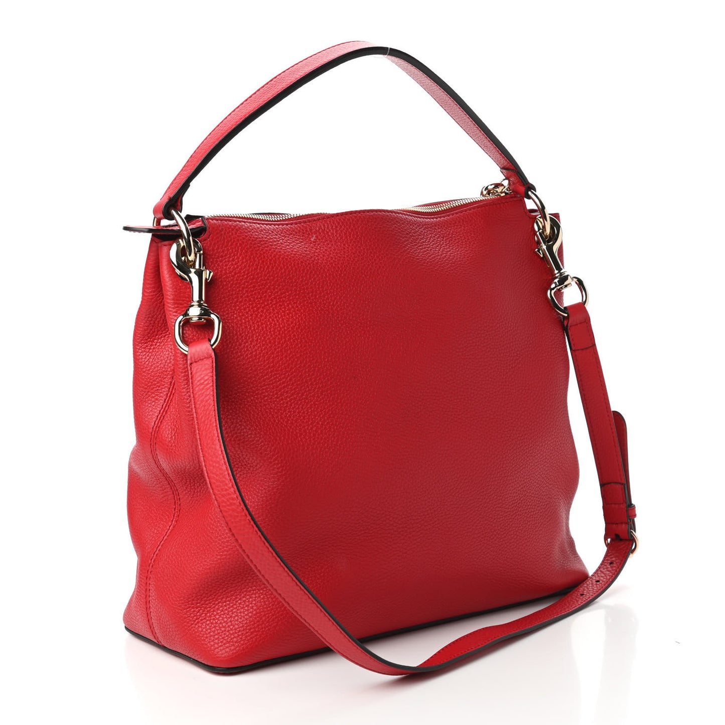 Pebbled Calfskin Large Soho Hobo Tabasco Red