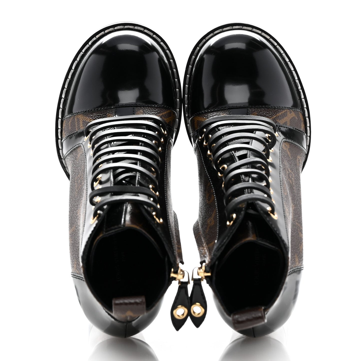 Patent Calfskin Monogram Star Trail Ankle Boots 37 Black
