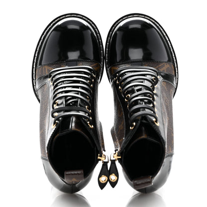 Louis Vuitton Patent Calfskin Monogram Star Trail Ankle Boots 37 Black 2 of 12