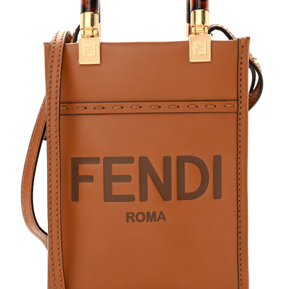 Fendi Vitello King Plexiglass Logo Embossed Mini Fendi Sunshine Shopper Tote Cuoio 8 of 10