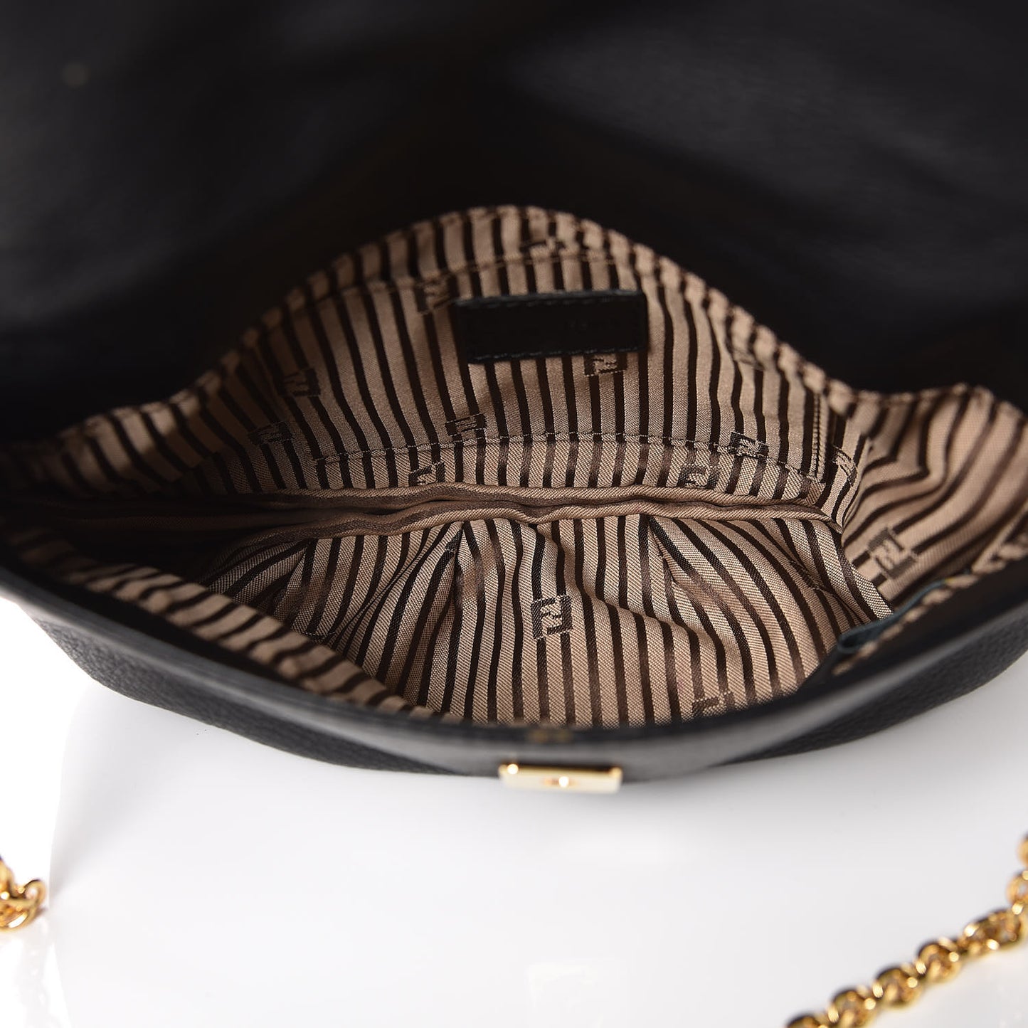 Vitello Flamingo Fendista Pouchette Crossbody Black