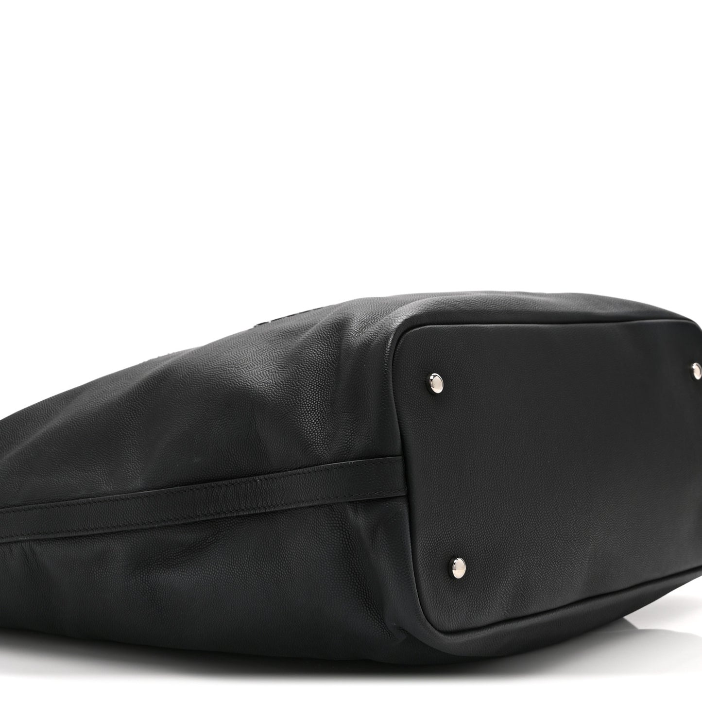 Grained Calfskin Large Coco Eyelets Shopping Tote Black