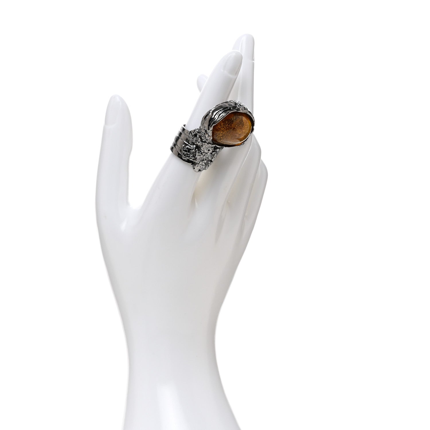 Saint Laurent Glass Cabochon Arty Ovale Ring 52 6 Yellow 2 of 5