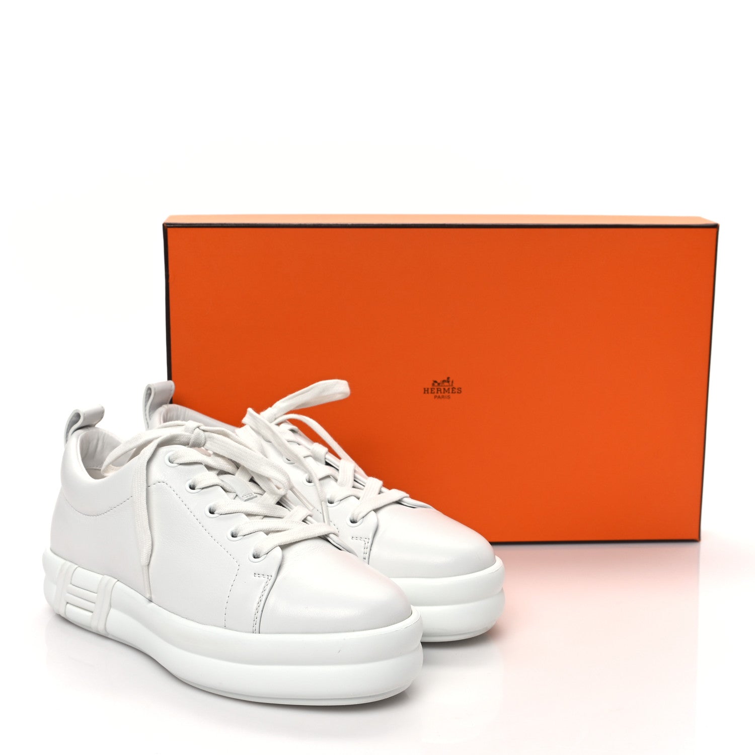 Hermes Calfskin Womens Happy Sneakers 36.5 White 8 of 9