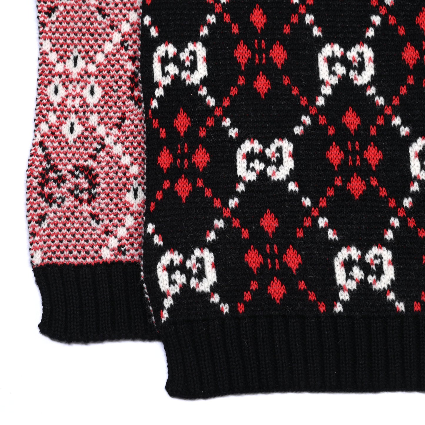Wool GG Monogram Scarf Red Black Blue