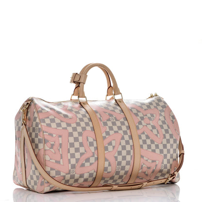 Louis Vuitton Damier Azur Tahitienne Keepall Bandouliere 50 Rose Ballerine 3 of 7