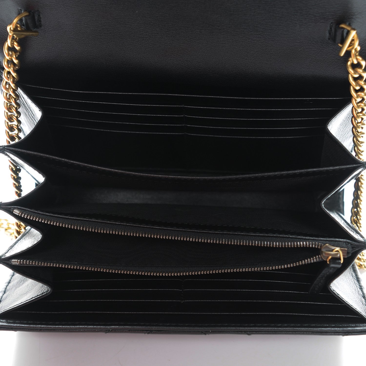 Gucci Calfskin Matelasse GG Marmont Chain Wallet Black 5 of 7