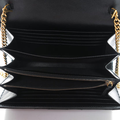 Gucci Calfskin Matelasse GG Marmont Chain Wallet Black 5 of 7