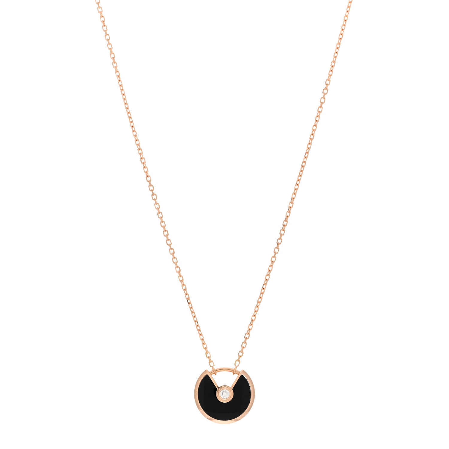 Cartier 18K Pink Gold Diamond Black Onyx XS Amulette de Cartier Pendant Necklace 1 of 5
