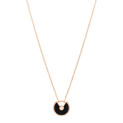 Cartier 18K Pink Gold Diamond Black Onyx XS Amulette de Cartier Pendant Necklace 1 of 5