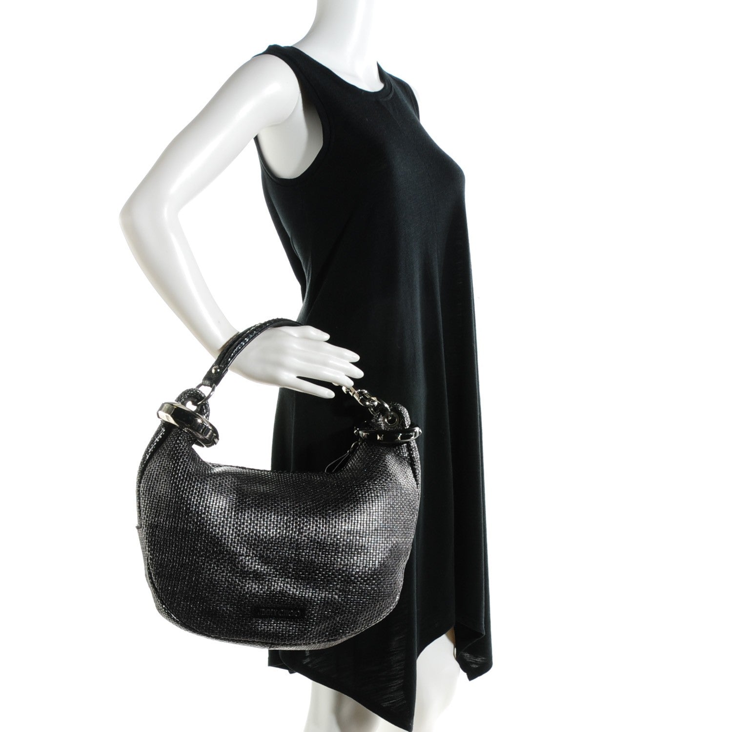 Jimmy Choo Metallic Woven Leather Solar S Hobo Old Silver 2 of 7
