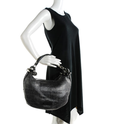 Jimmy Choo Metallic Woven Leather Solar S Hobo Old Silver 2 of 7