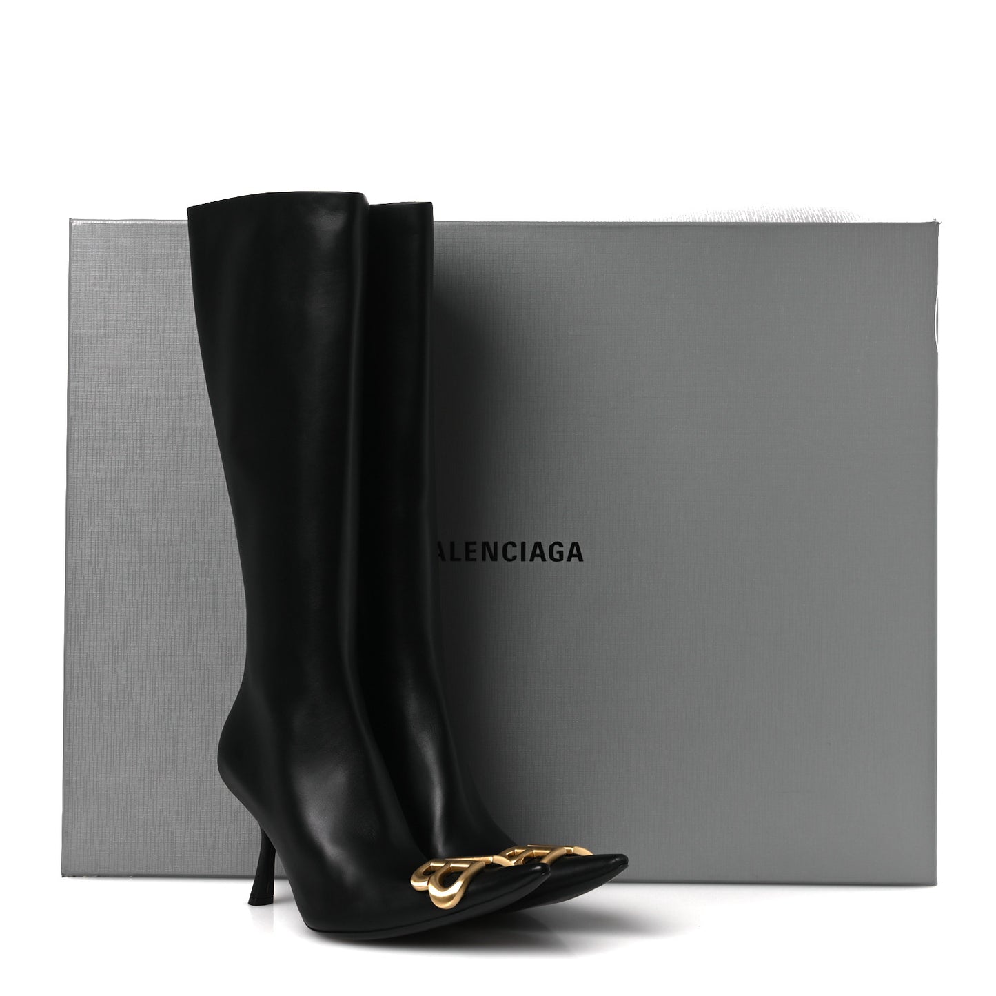 Shiny Calfskin BB Knife Booties 38 Black Gold