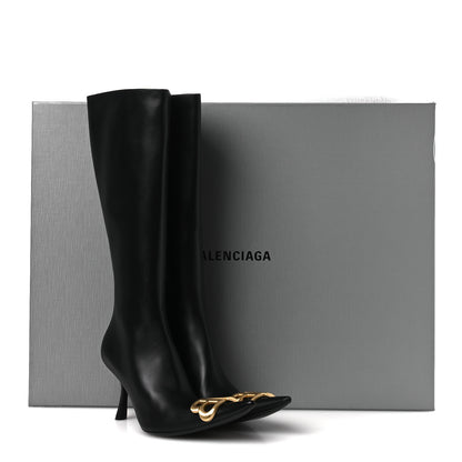 Balenciaga Shiny Calfskin BB Knife Booties 38 Black Gold 13 of 13