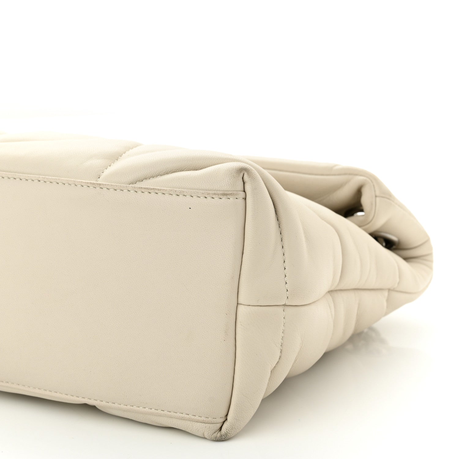 Saint Laurent Lambskin Quilted Small Loulou Puffer Monogram Chain Satchel Blanc Vintage 11 of 16