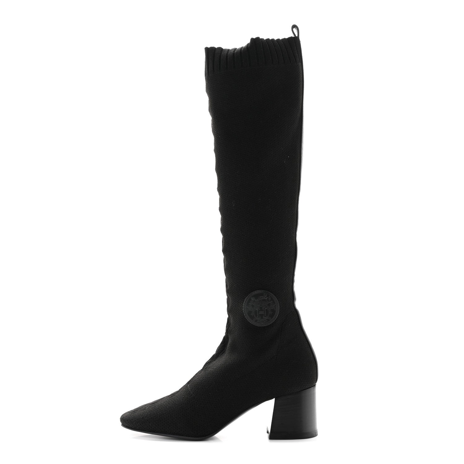 Hermes Knit Calfskin Fontaine 60 Boots 36 Black 1 of 14
