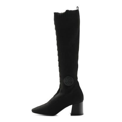 Hermes Knit Calfskin Fontaine 60 Boots 36 Black 1 of 14