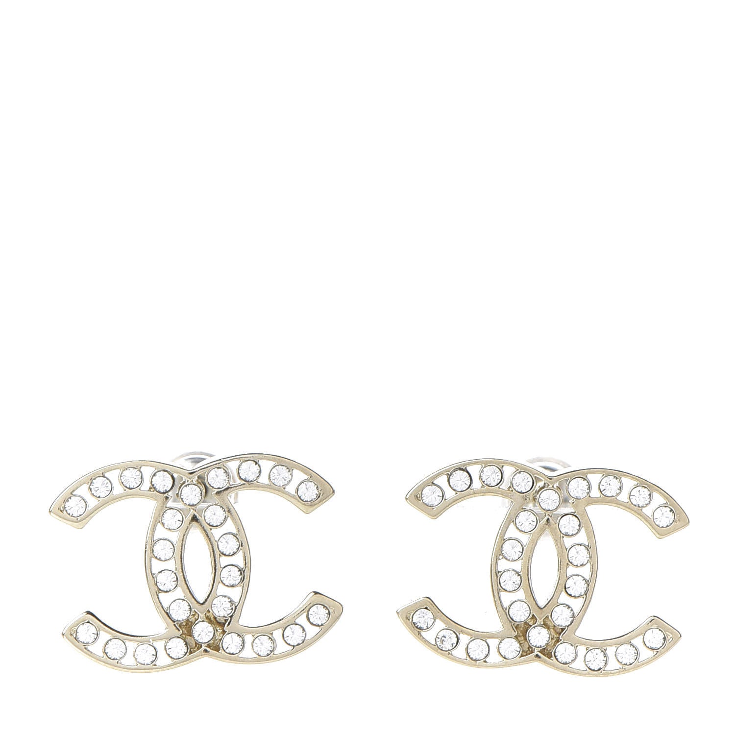 Chanel Crystal CC Large Earrings Gold 1 of 5