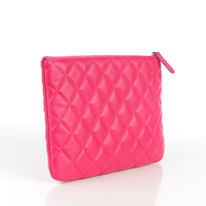 Chanel Lambskin Quilted Medium Cosmetic Case Dark Pink 3 of 8