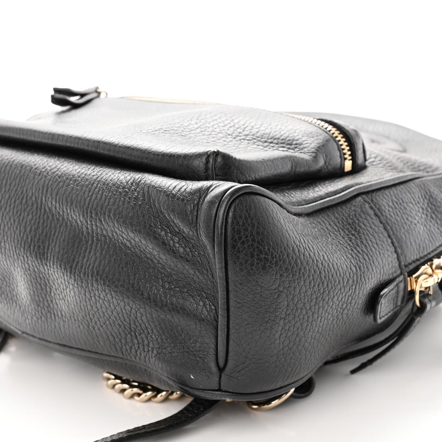 Pebbled Calfskin Soho Chain Backpack Black